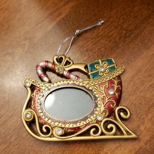 Elegant Gold and Red Sleigh Ornament